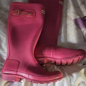 Hunter Pink Rain Boots Size 8